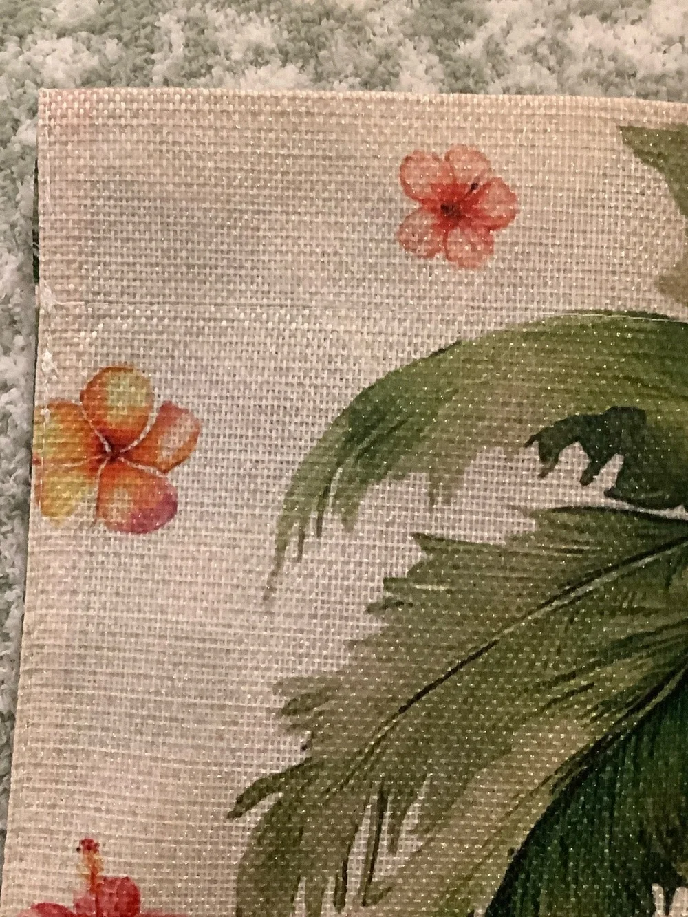 Hello Sunshine Tropical Palm Coconut Floral Small Garden Flag Burlap NWT